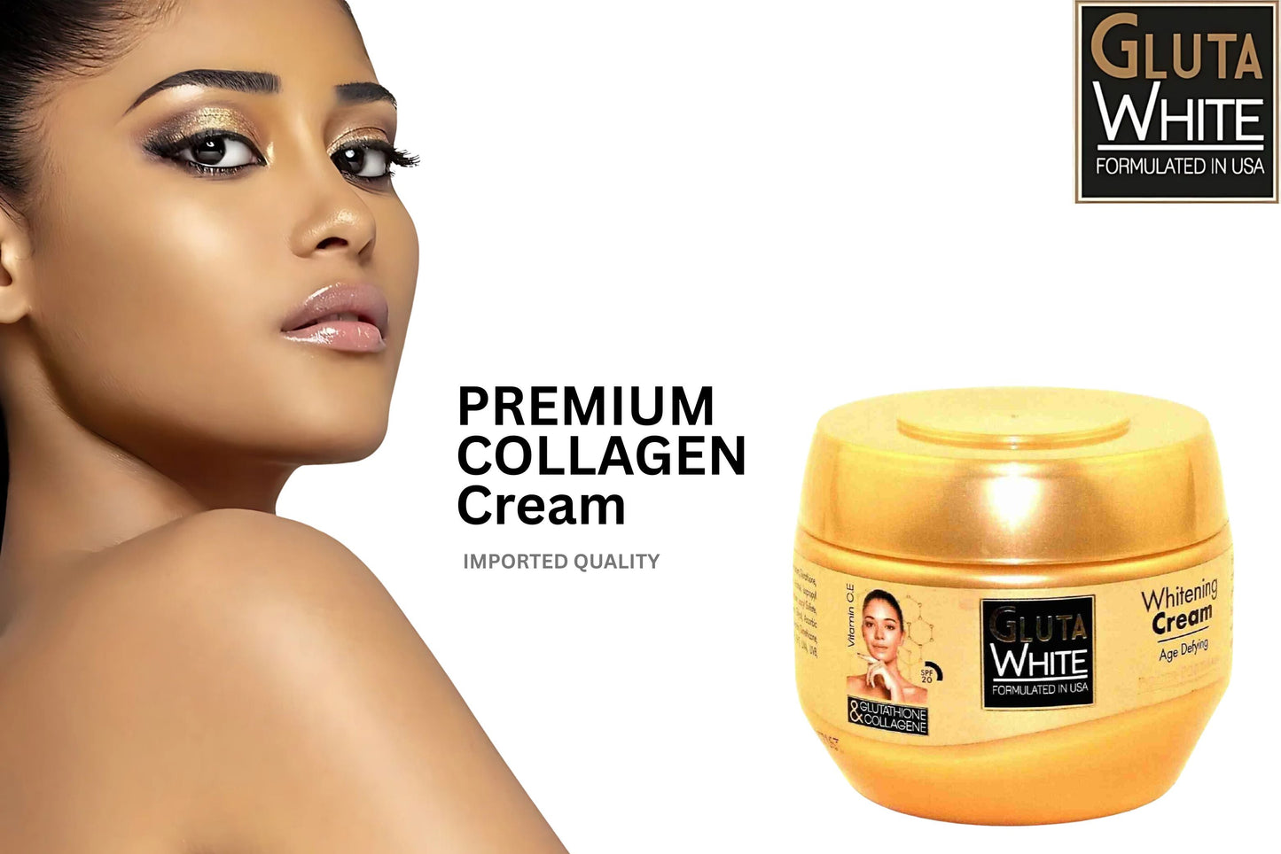 Gluta White Whitening Cream 275ml – Age-Defying Brightening Formula with Glutathione & Collagen