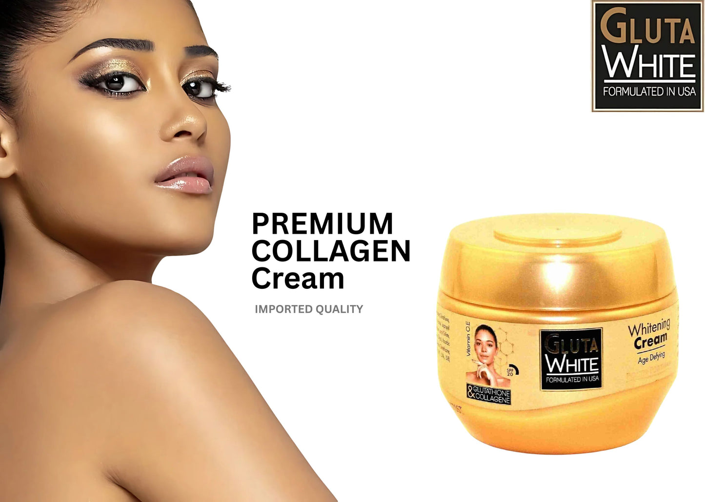 Gluta White Whitening Cream 275ml – Age-Defying Brightening Formula with Glutathione & Collagen