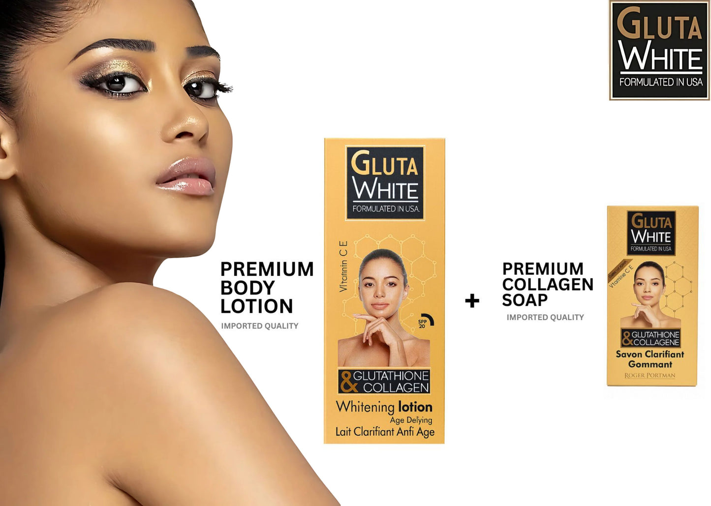 Whitening Gluta Lotion 250ml & Clarifying Soap Set  Brightening Care with Glutathione + Collagen