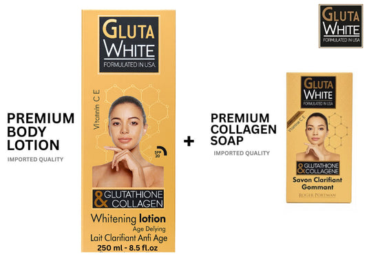 Whitening Gluta Lotion 250ml & Clarifying Soap Set  Brightening Care with Glutathione + Collagen
